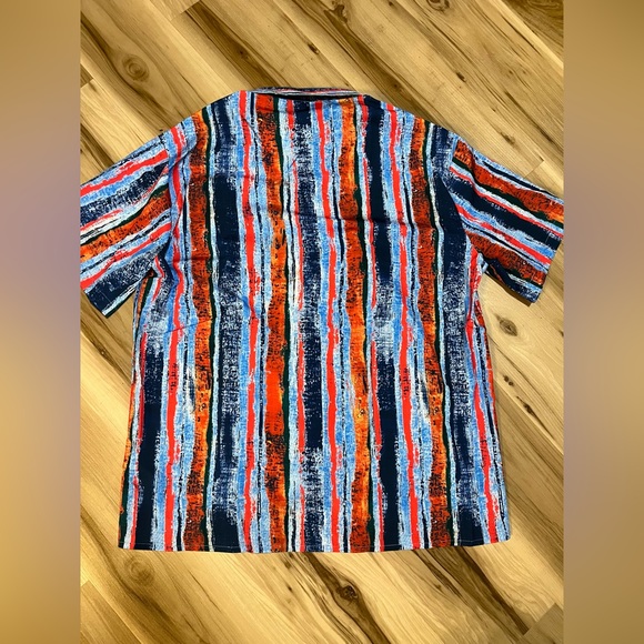 Misslook Men’s XL Short Sleeve Button Pocket Golf Breathable Blue Red Orange - Picture 7 of 7